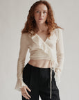 Cream Alpaca + Wool Ruffled Wrap Top