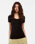 CUBIC - CUBIC Modal Long Slim Fit Crew Neck T-Shirt: Black / S - Hey Jude