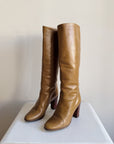 Camel Leather Knee-High Boots | Size 36