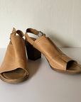 Soft Tan Leather Slingback Heels | Size 8.5 - Hey Jude