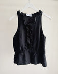 Onyx Silk Ruffle Sleeveless Blouse