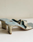 Sky Blue Snakeskin Kitten Heels | Size 37.5