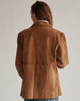 Toffee Suede Leather Midi Coat