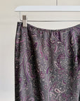 Amethyst Silk Paisley Print Midi Skirt