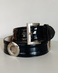 Black Patent Belt With Grommets