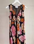Tropical Floral Silk Maxi Dress