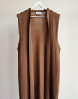 Toffee Ribbed Wool Long Vest