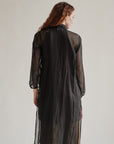 Black Sheer Silk + Cotton Robe