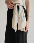 Cream Floral Narrow Silk Scarf
