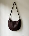 Russet Pebbled Leather Half Moon Bag