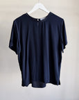 Midnight Blue Latticed Silk Tee