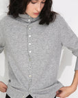 Cubic | Wool Funnel Neck Knit Cardigan in Gray