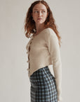 Oatmeal Cashmere Rosebud Cardigan
