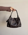 Espresso Soft Leather Shoulder Bag
