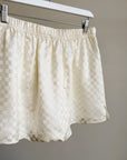 Ivory Checkered Silk Shorts