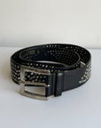 Black Italian Leather Studded Belt