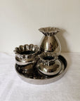 Scalloped Chrome Vase Trio Sculpture