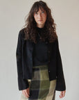 Black Suede Spread Collar Top