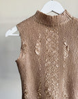 Champagne Crinkle Mock Neck