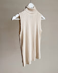 Ivory Silk Ribbed Sleeveless Turtleneck - Hey Jude