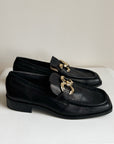 Black + Gold Ornate Leather Loafer | Size 41