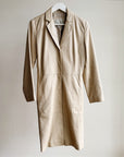 Cream Leather Long Coat