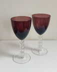 Aubergine Bubble Stem Wine Glasses
