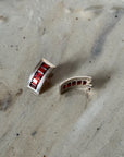 Vintage Silver Ruby Rectangle Earrings - Hey Jude