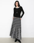 Cubic | Cotton Patchwork Check A-Line Maxi Skirt