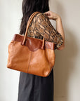 Ginger Two-Tone Leather Shoulder Bag
