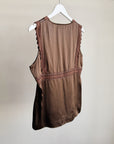 Espresso Lace Trim Silk Tank