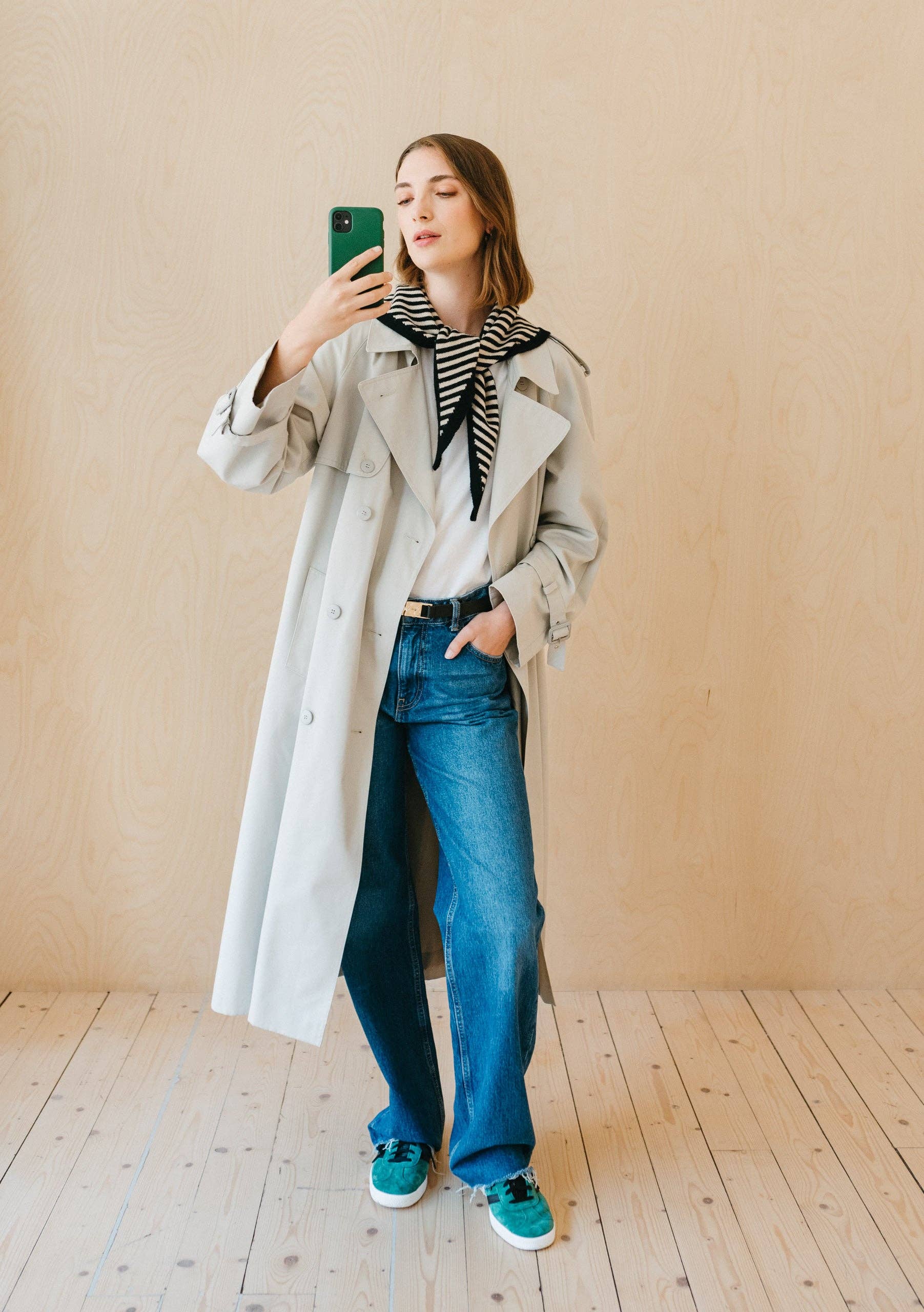 TBCo | Merino Triangle Scarf in Black Stripe