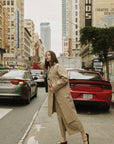Mod Ref | Serena Pointed Collar Trench in Olive