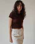 Chocolate Textured Cap Sleeve Top