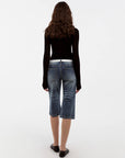CUBIC - CUBIC Washed Denim Knee-Length Shorts: Blue / S - Hey Jude