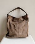 Theory Mushroom Distressed Leather Hobo Tote