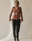 Autumnal Geometric Silk Blouse