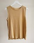 Camel Ribbed Sleeveless Tank