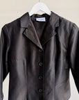 Black 3/4 Sleeve Silk Jacket