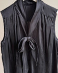 Black Brushed Silk Neck Tie Top