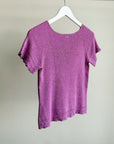 Fuchsia Pointelle Silk Knit Beaded Tee