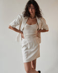 Ivory Raw Silk Blazer Two Piece Set