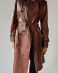 Vintage Escada Brown Leather Trench