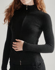 Black Cashmere Zipped Cardigan