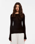 Cubic | Wool Ribbed Knit Top in Black - Hey Jude