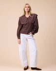 TBCo - Cotton Shirt in Brown Scallop: S - Hey Jude