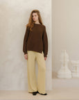 Lèmme | Cashmere Blend Ribbed Crewneck Sweater in Tobacco