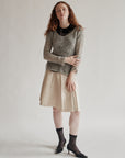 Oyster Silk Pleat Skirt