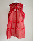 Red Embroidered Sheer Tunic