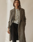 Herringbone Doubled Breast Wool Coat